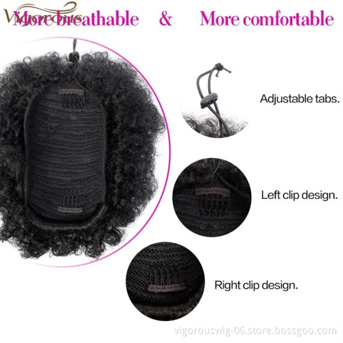 Vigorous Synthetic Afro Kinky Curly Hair Bun Short Drawstring Ponytail Bun Hairpiece For Black Women Ponytail Hair Piece